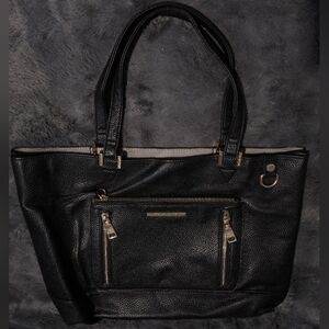 Steve Madden Tote, Black Faux Leather